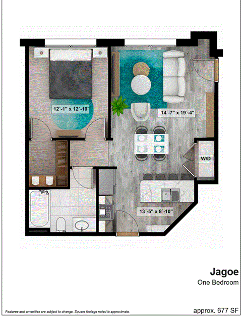 the floor plan of jago one bedroom